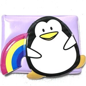 Vintage SeaWorld Penguin Rainbow Vinyl Bi-Fold Wallet Coin‎ Change Purse Rare